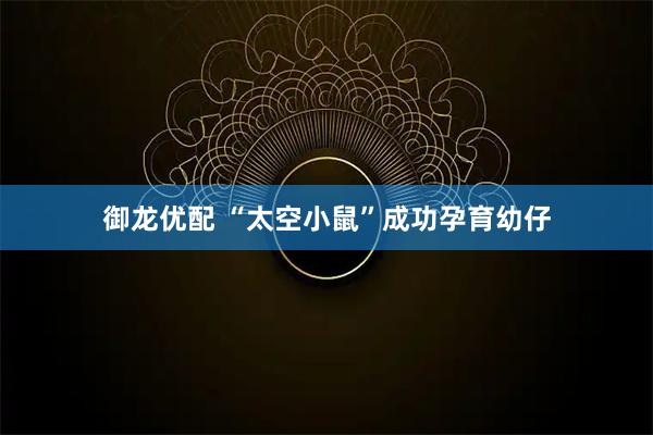 御龙优配 “太空小鼠”成功孕育幼仔